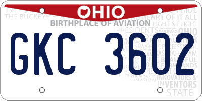 OH license plate GKC3602