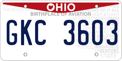 OH license plate GKC3603