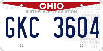 OH license plate GKC3604