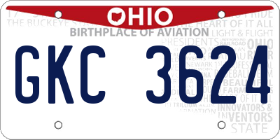 OH license plate GKC3624