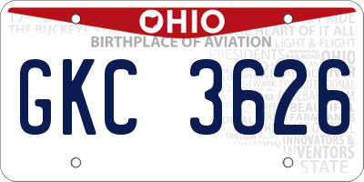 OH license plate GKC3626