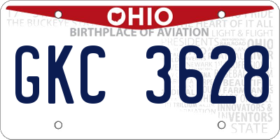 OH license plate GKC3628