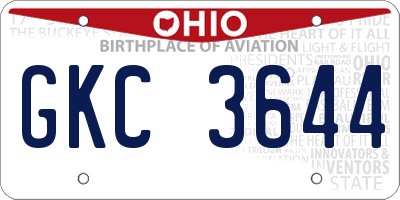 OH license plate GKC3644