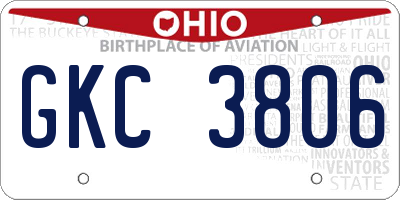 OH license plate GKC3806
