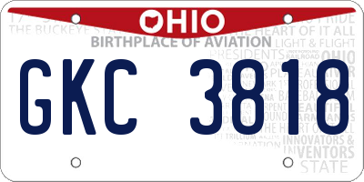 OH license plate GKC3818