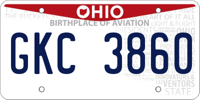 OH license plate GKC3860