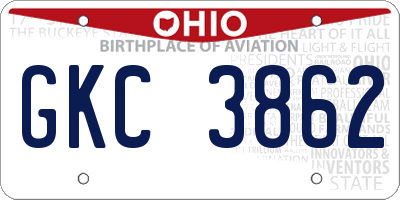 OH license plate GKC3862