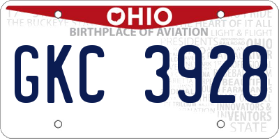 OH license plate GKC3928