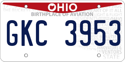 OH license plate GKC3953