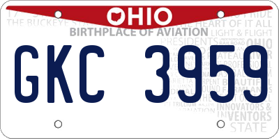 OH license plate GKC3959