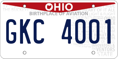 OH license plate GKC4001