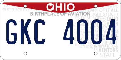 OH license plate GKC4004