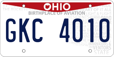 OH license plate GKC4010