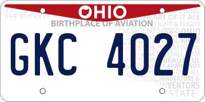 OH license plate GKC4027