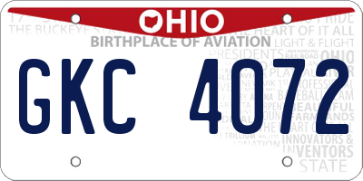 OH license plate GKC4072