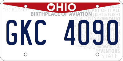 OH license plate GKC4090