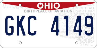OH license plate GKC4149