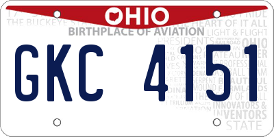 OH license plate GKC4151