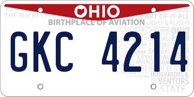OH license plate GKC4214