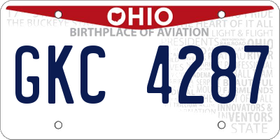 OH license plate GKC4287