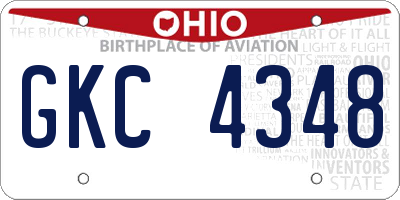 OH license plate GKC4348