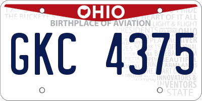 OH license plate GKC4375