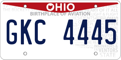 OH license plate GKC4445