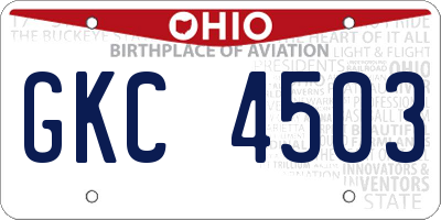 OH license plate GKC4503