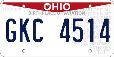 OH license plate GKC4514