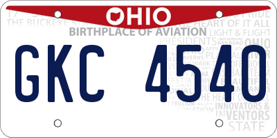 OH license plate GKC4540