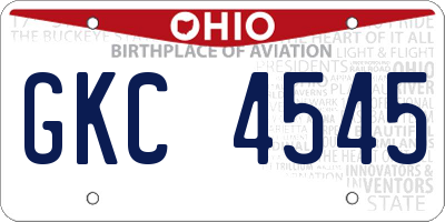 OH license plate GKC4545