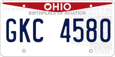 OH license plate GKC4580