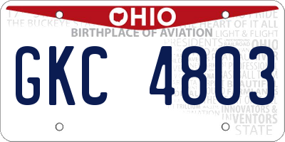 OH license plate GKC4803