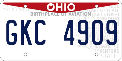 OH license plate GKC4909