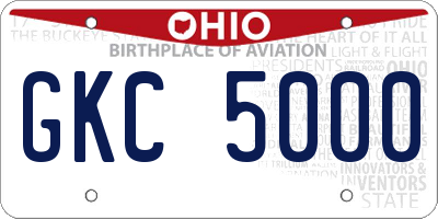 OH license plate GKC5000