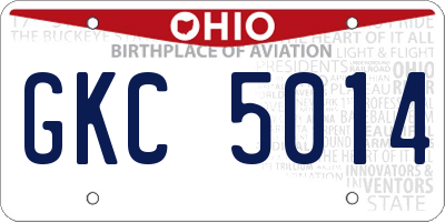 OH license plate GKC5014