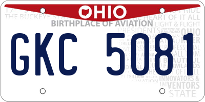 OH license plate GKC5081