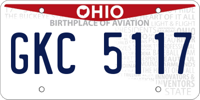 OH license plate GKC5117
