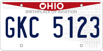 OH license plate GKC5123