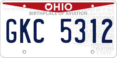 OH license plate GKC5312