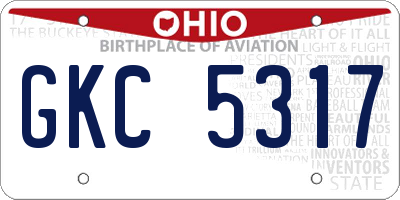 OH license plate GKC5317