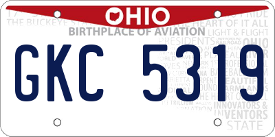 OH license plate GKC5319