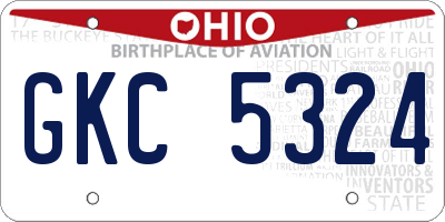 OH license plate GKC5324