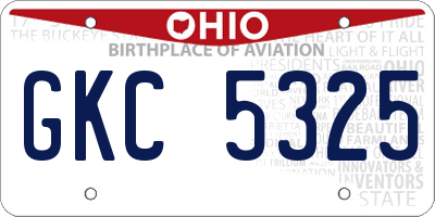 OH license plate GKC5325