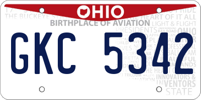 OH license plate GKC5342