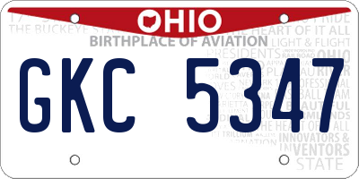 OH license plate GKC5347