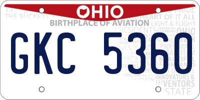 OH license plate GKC5360