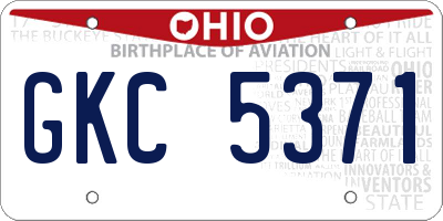 OH license plate GKC5371