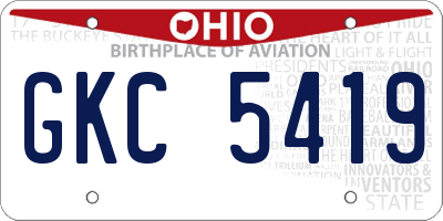 OH license plate GKC5419