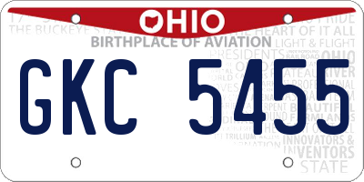 OH license plate GKC5455